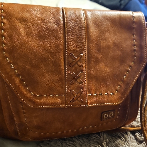 BEDSTU Brown Leather Crossbody Bag with Decorative Stitching - Picture 11 of 11